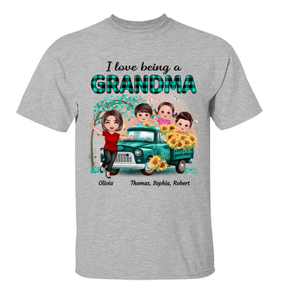 Blue Tree Happy Doll Grandma And Grandkids Personalized Shirt