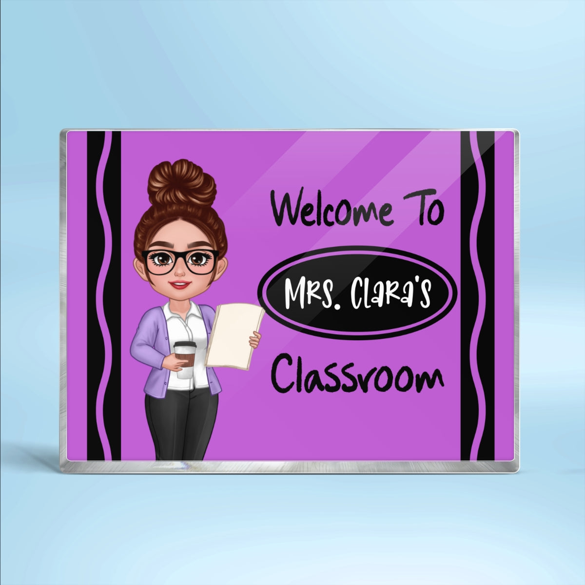 Teacher Crayon Welcome To Classroom Personalized Rectangle Acrylic Block Plaque