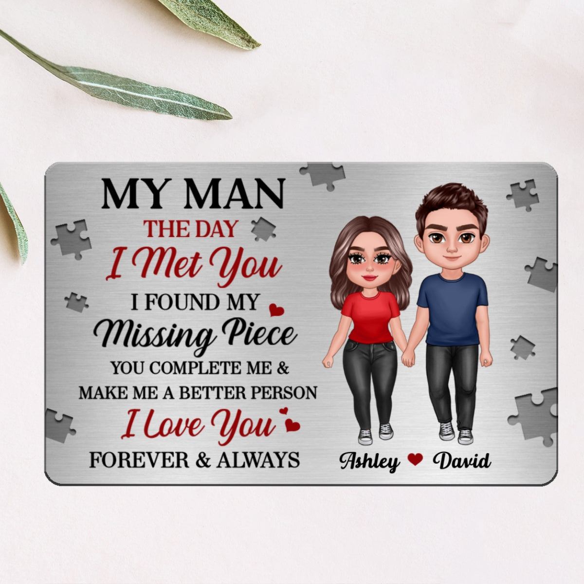 My Man The Day I Met You Couple Personalized Metal Wallet Card
