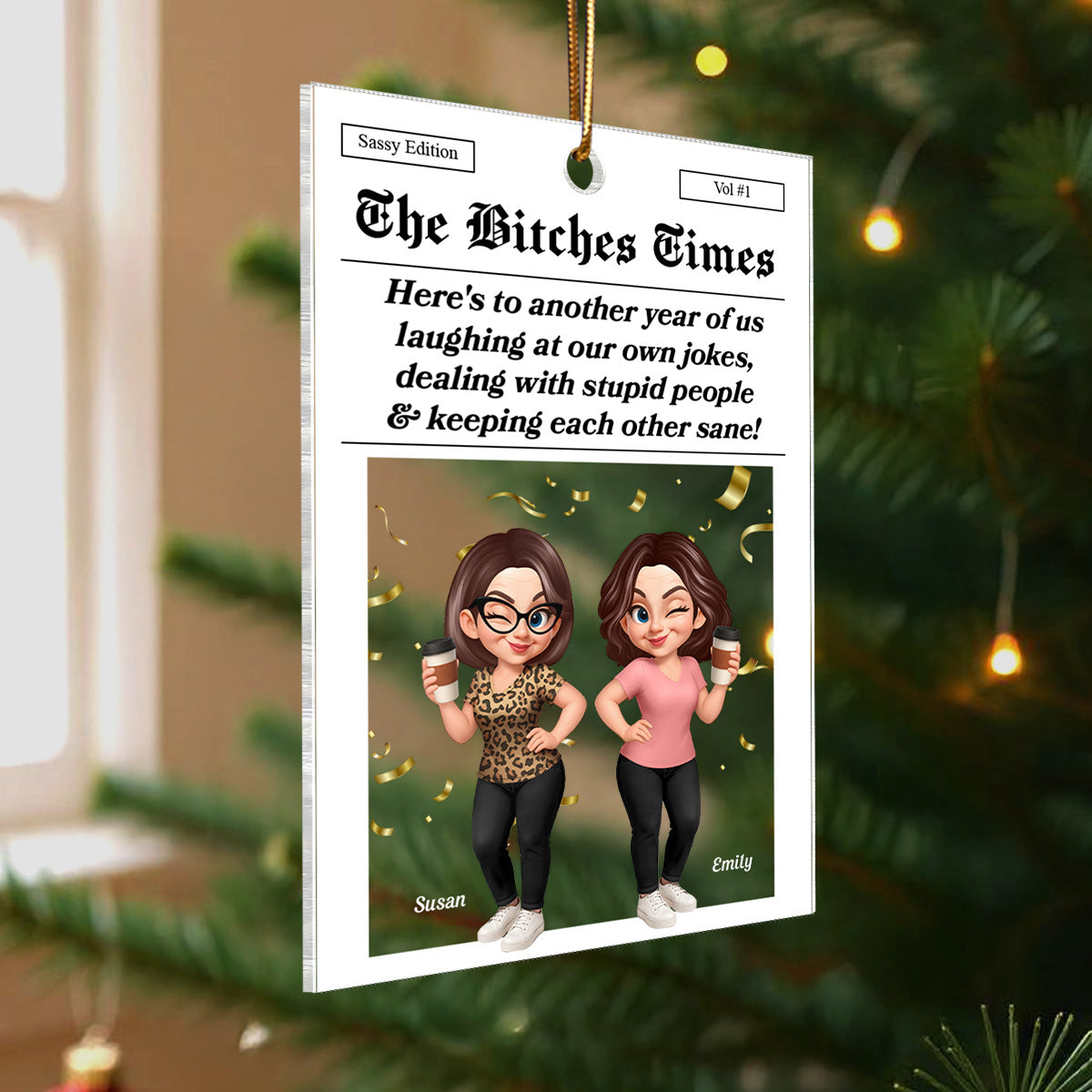Besties Magazine Sassy Edition Cartoon Style Best Friends Personalized Acrylic Ornament
