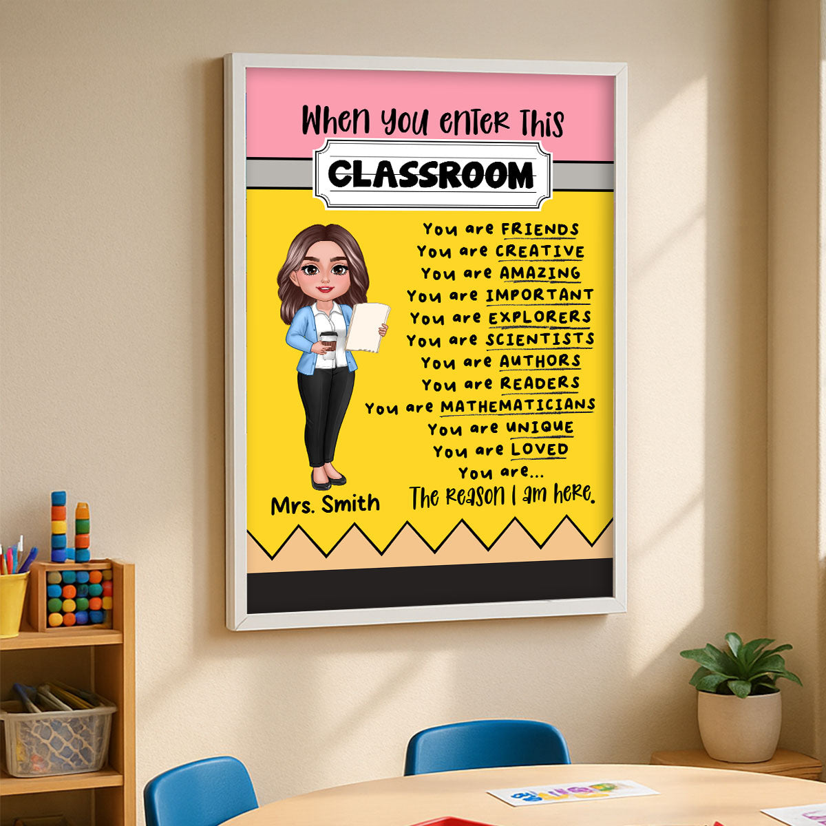 Teacher Pencil Pattern When You Enter This Classroom Personalized Poster
