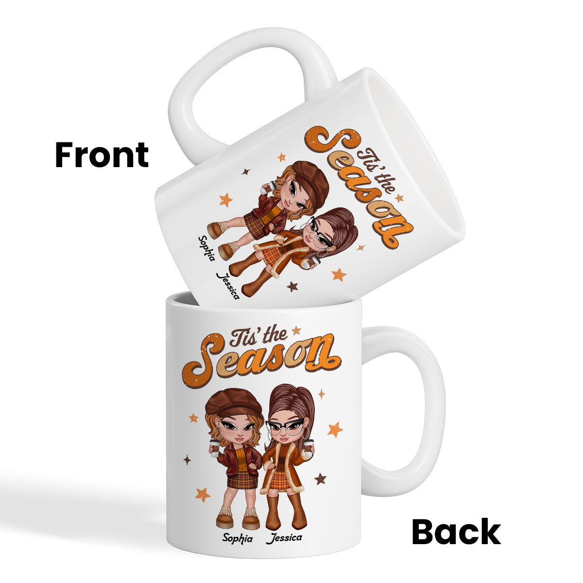 Y2K Besties Sisters Fall Season Retro Style Personalized Mug