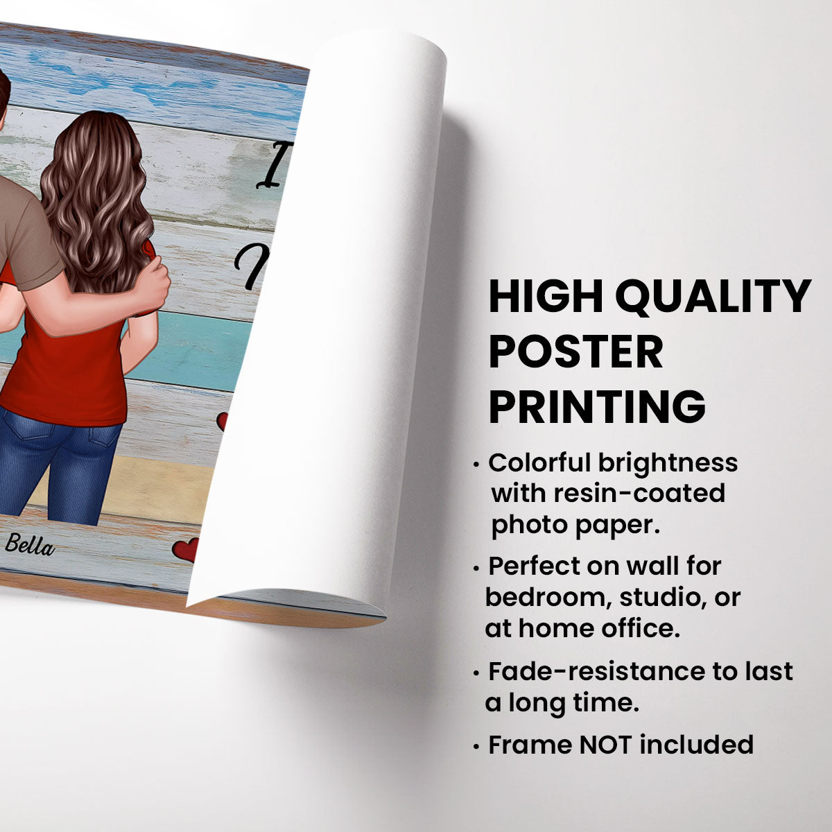 Couple Standing Back View Colorful Wood Pallets Personalized Poster