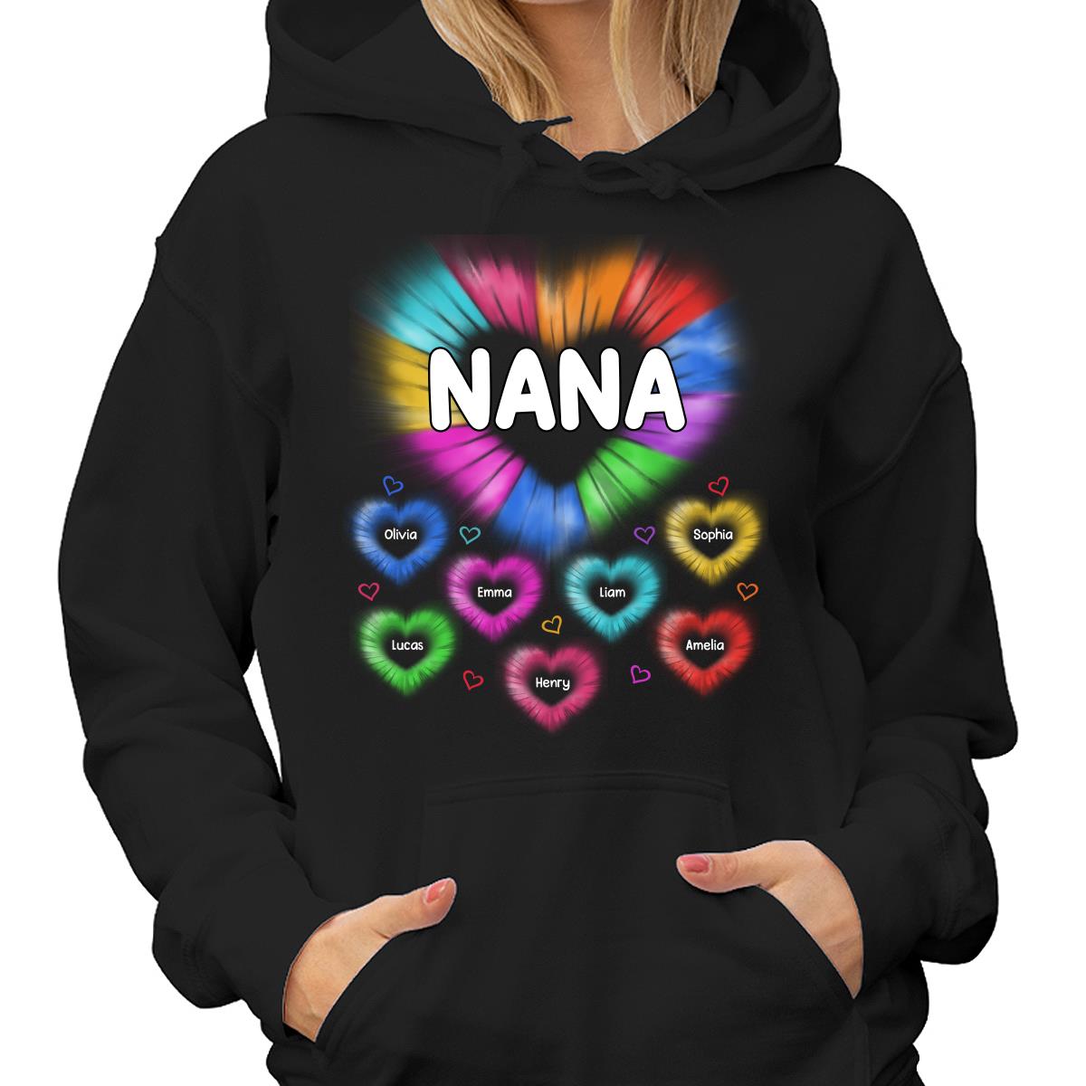 Grandma Mom Colorful Hearts Personalized Shirt