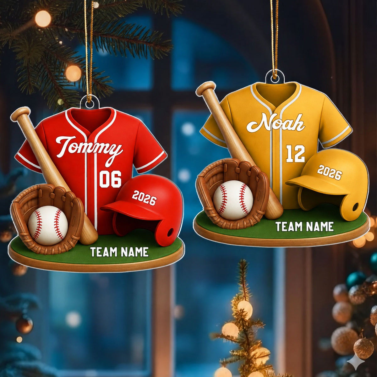 Baseball Custom Jersey 3D Effect - Personalized Acrylic Ornament - Christmas Gift for Son, Daughter, Grandkids