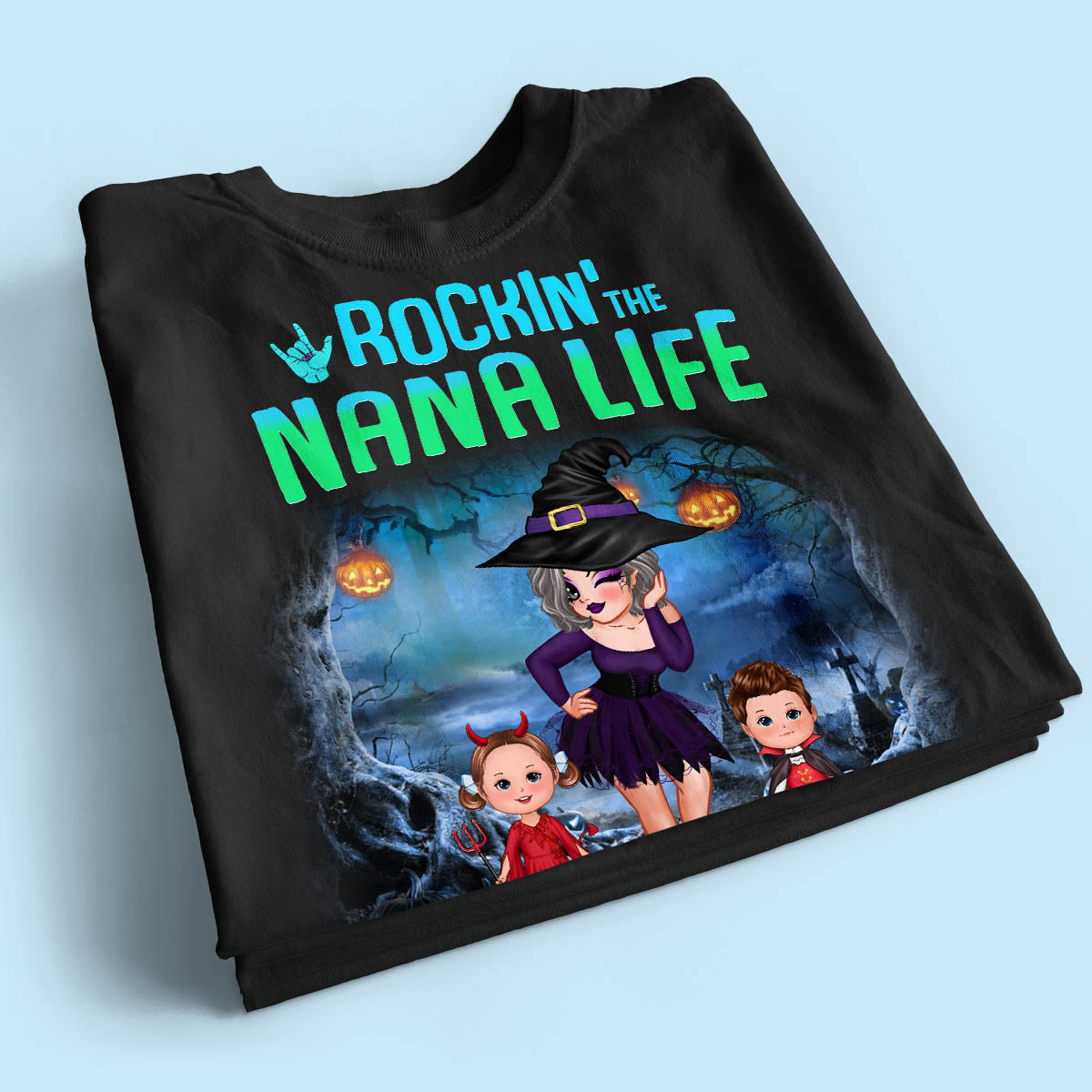 Night Halloween Rockin‘ Grandma Personalized Shirt