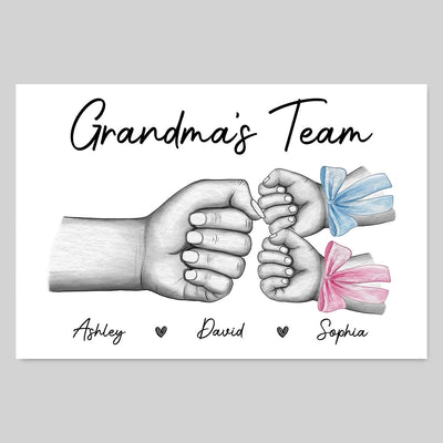 Grandma Mom‘s Team Fist Bump With Bows Personalized Horizontal Poster