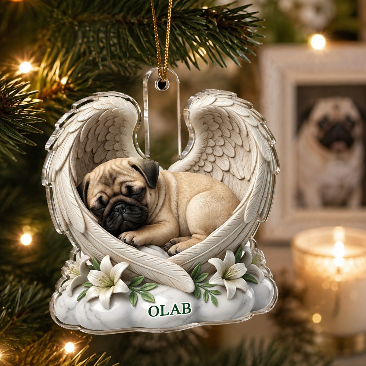 Custom Dog Cat Angel Wings Statue - Personalized Acrylic Ornament - Heartfelt Pet Memorial Gift