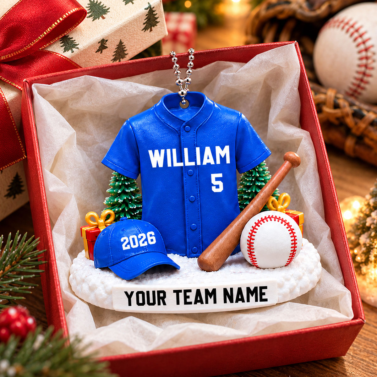 Proud Baseball Player Uniform - Personalized 3D Printed Ornament - Real 3D Ornament, Christmas Gift For American Football Players, Grandson, Son, Granddaughter, Daughter