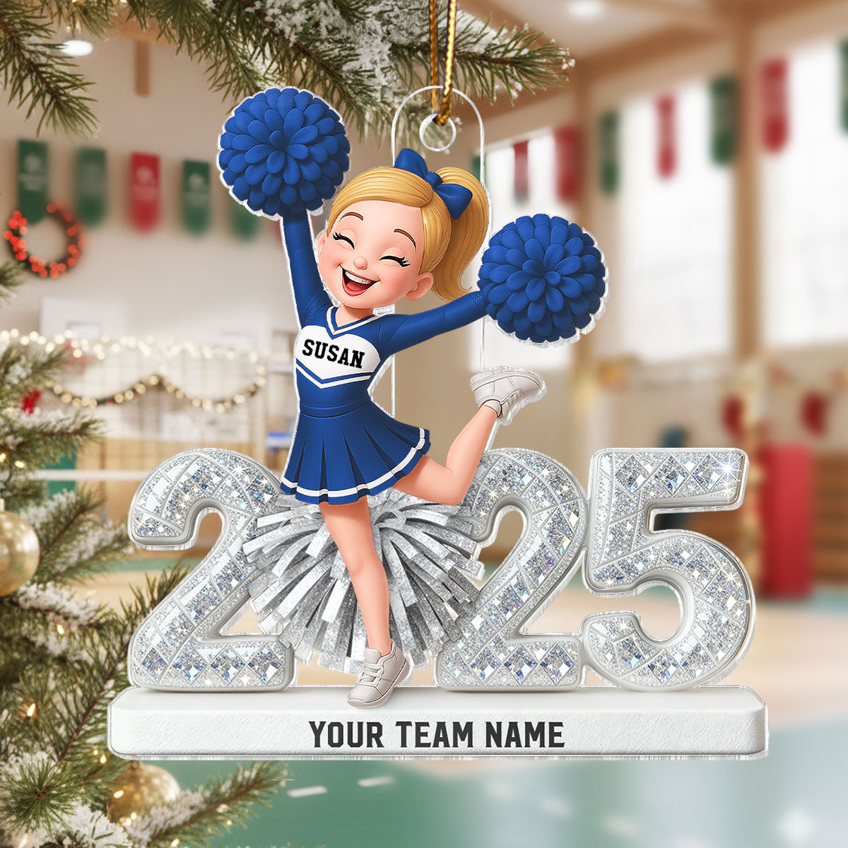 3D Shining Effect Cheerleader - Personalized Acrylic Car Hanger - Gift For Cheerleaders