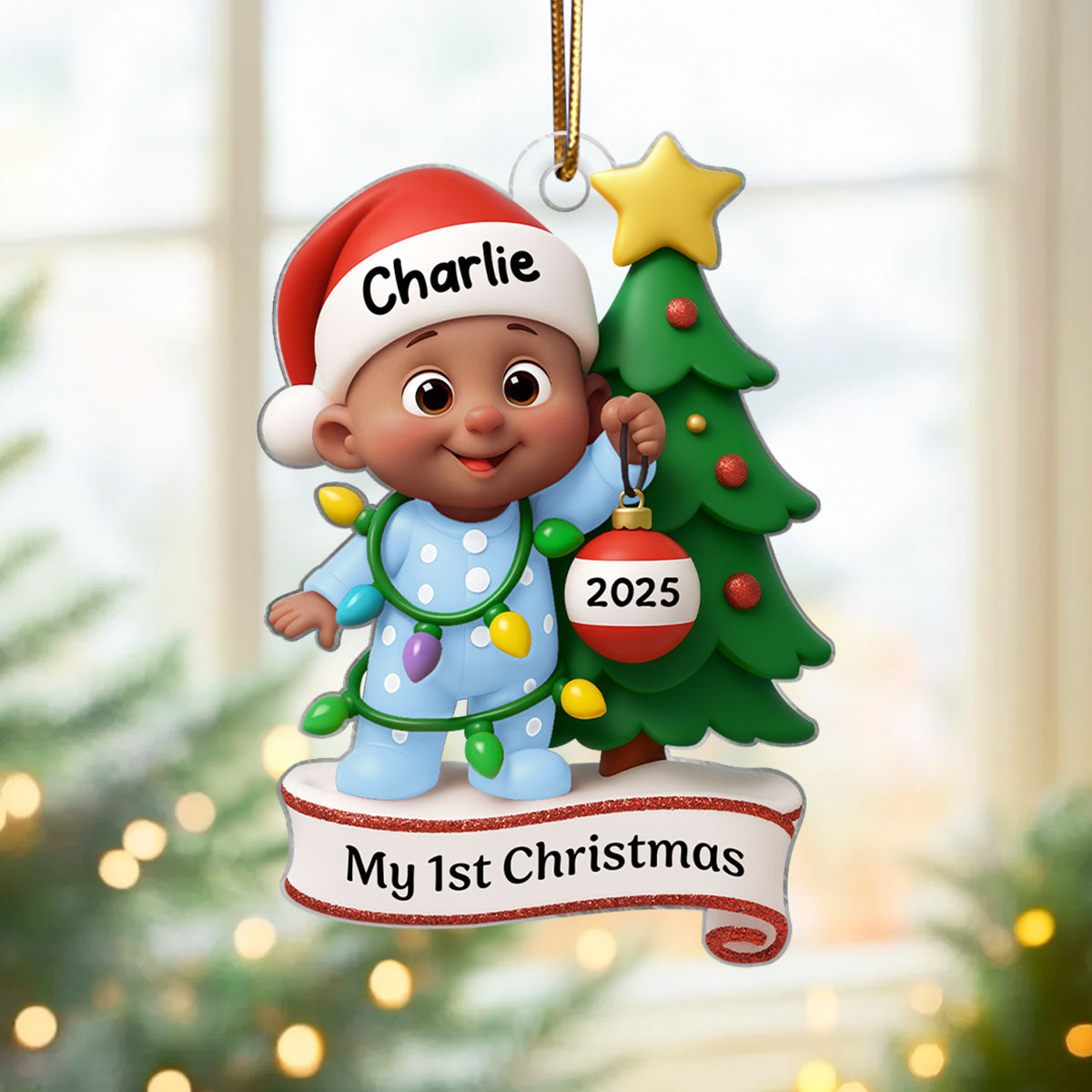 Baby's 1st Christmas Holding Bauble Personalized Acrylic Ornament, Christmas Gift for Baby, Christmas Keepsake