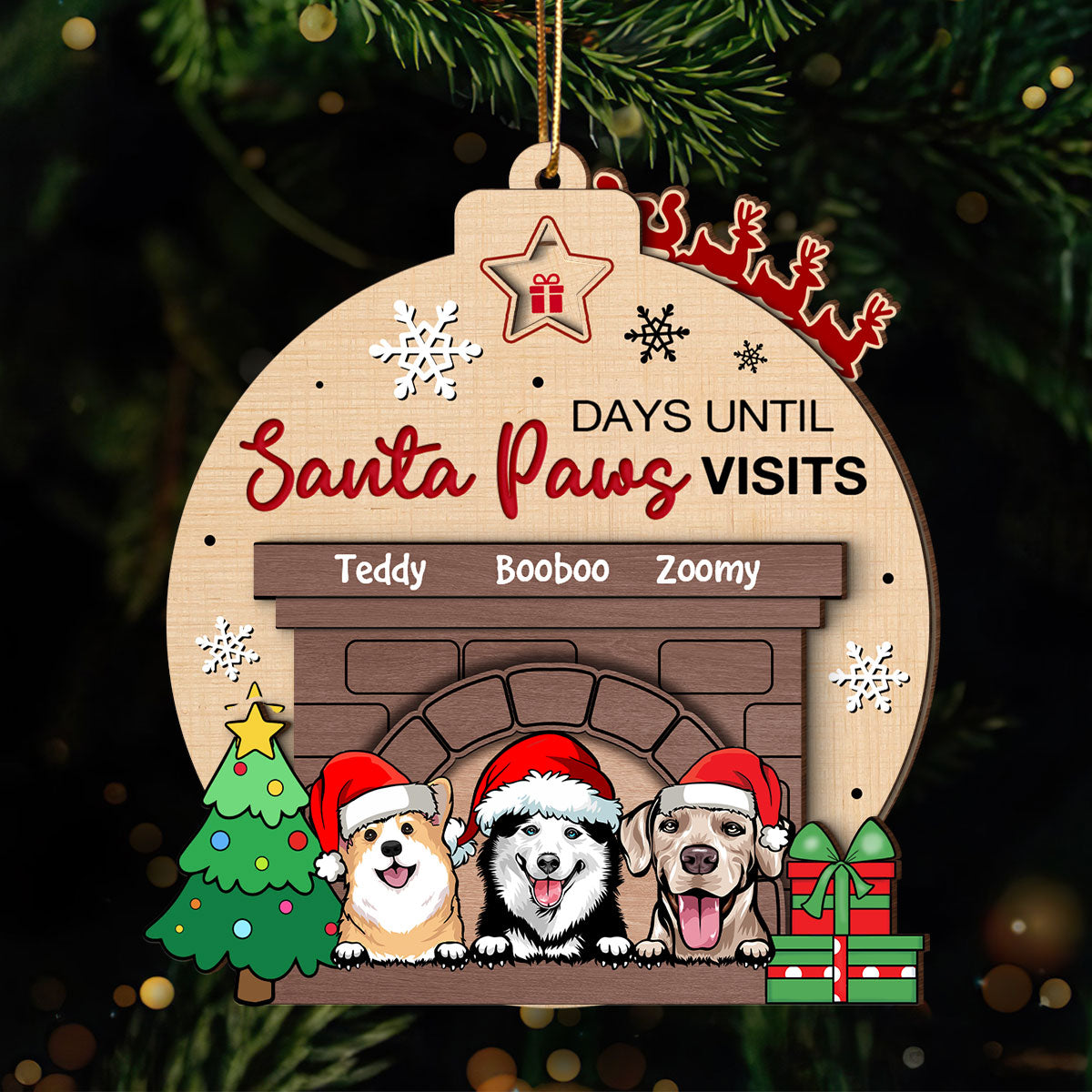 Sleeps Until Santa Paws Visits Dogs Personalized Countdown Ornament, Christmas Gift For Dog Lovers