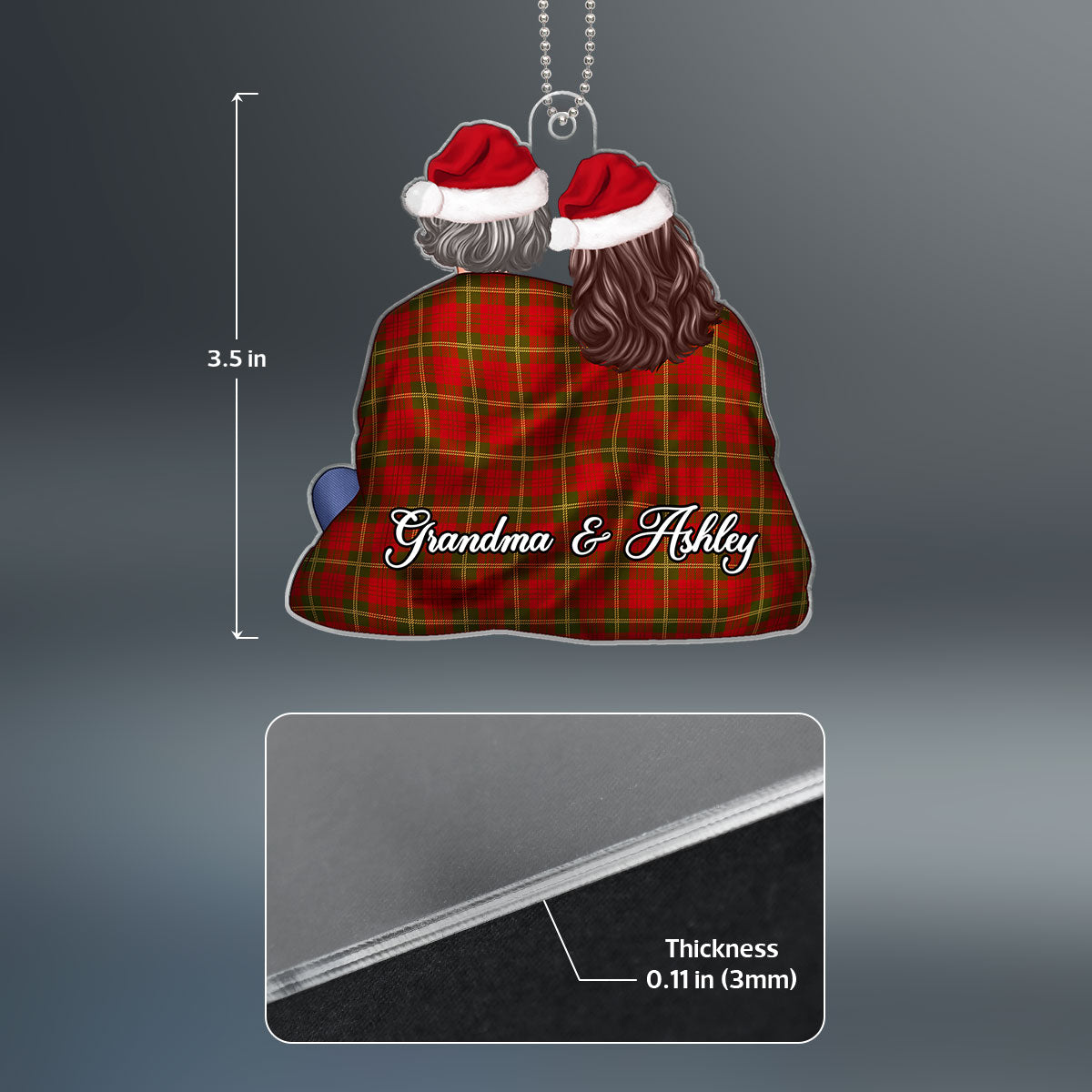 Grandma & Grandkid In Blanket Christmas Gift For Granddaughter Grandson Personalized Acrylic Ornament