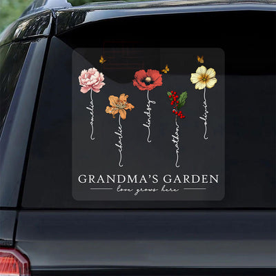 Grandma’s Garden Birth Flower Gift For Grandma Decor On Car Fridge Window Personalized Decal