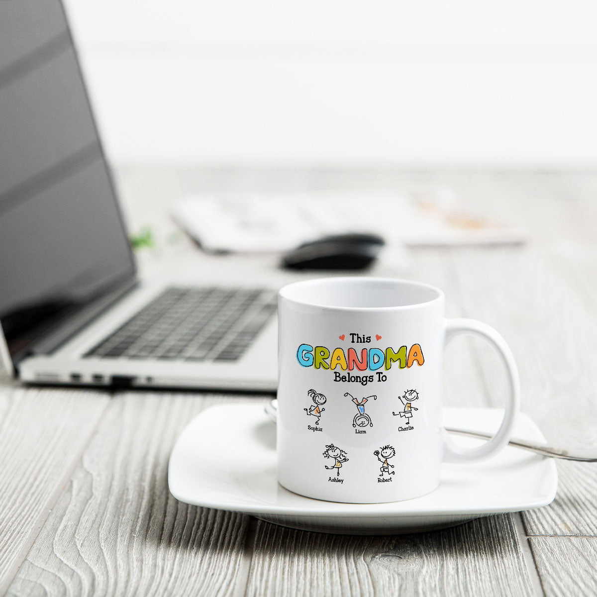 This Grandma Belongs To Drawing Personalized Mug