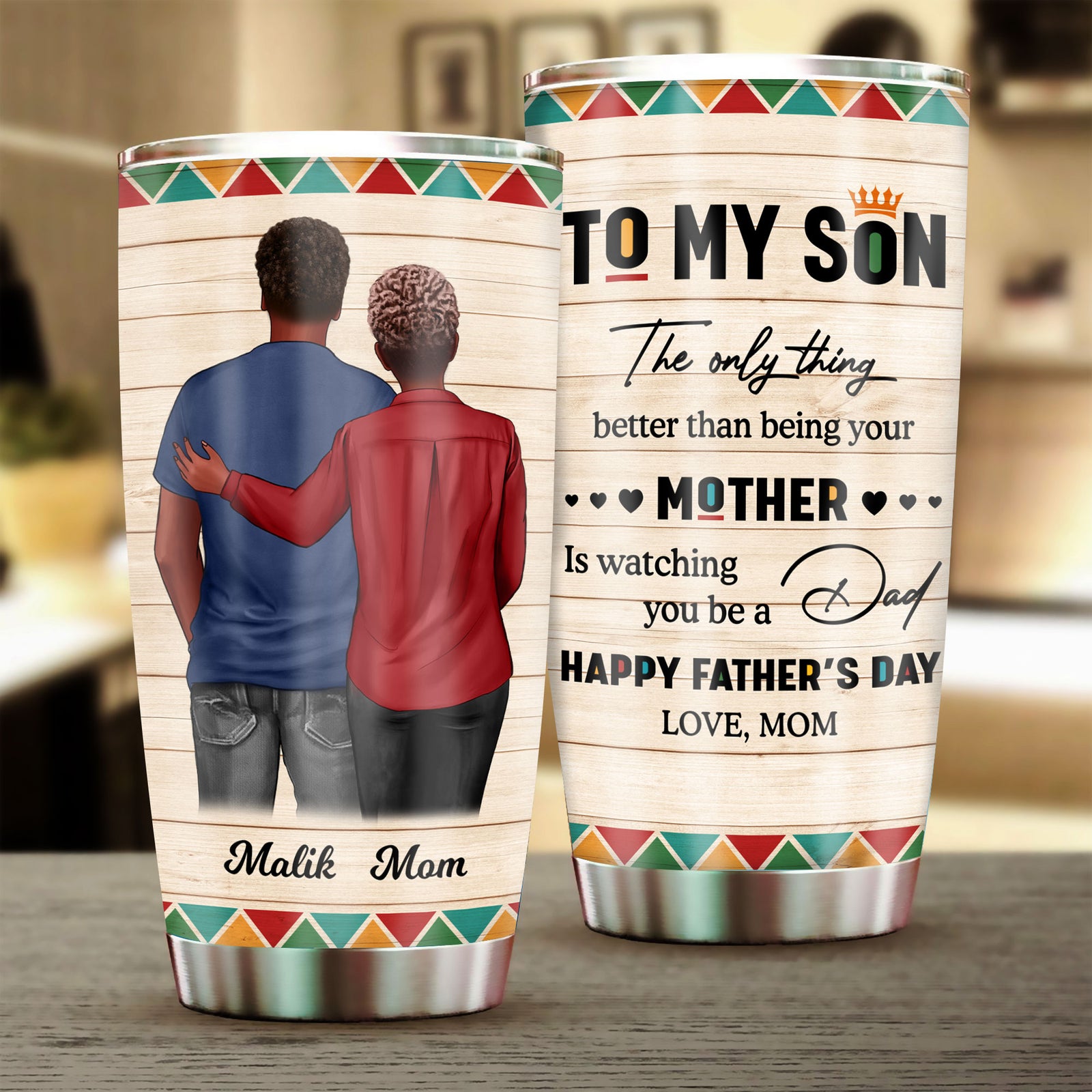To My Son From Mom Dad Happy Father's Day Black Pride Personalized Tumbler