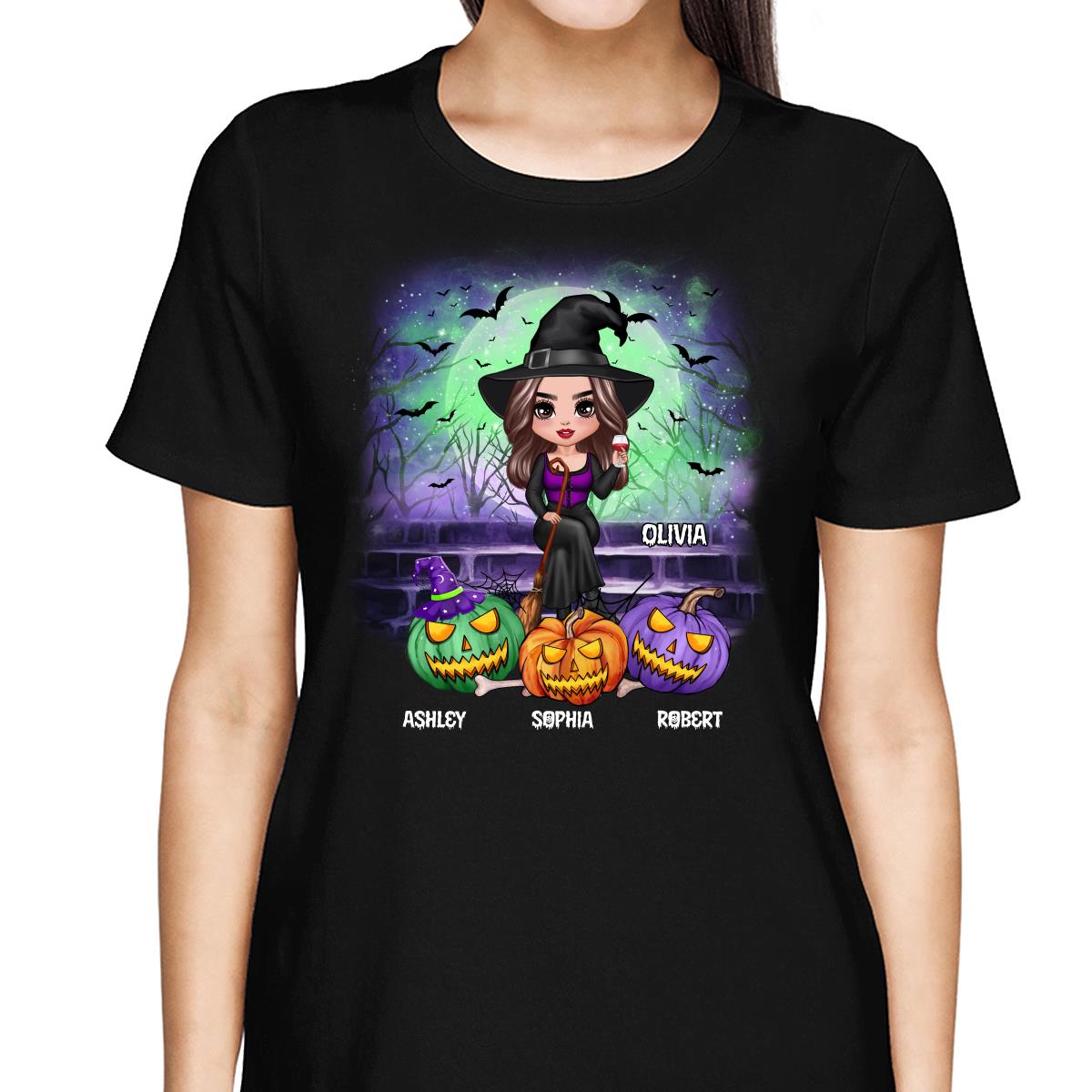 Halloween Grandma Mom On Stair Pumpkins Personalized Shirt