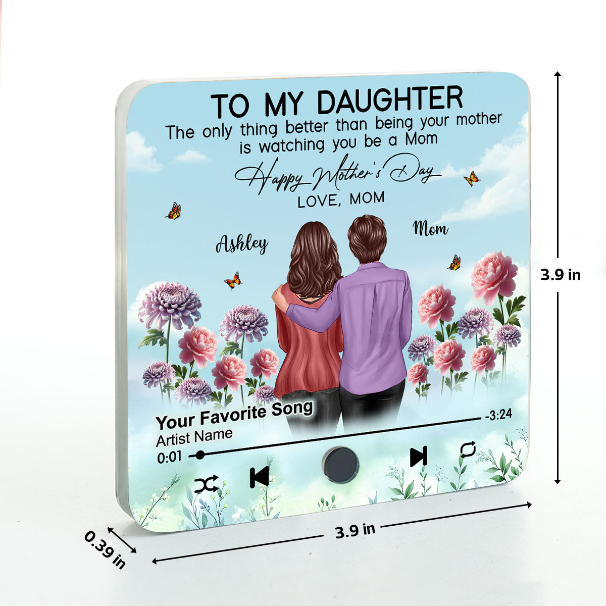 To My Daughter From Mom Happy Mother's Day Birth Flower Personalized Music Fridge Magnet, Gift For Daughter