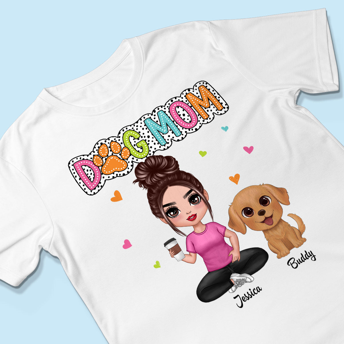 Dog Mom Summer Vibe Woman & Cute Watercolor Dogs Personalized Shirt