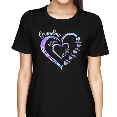 Galaxy Grandma Mom Heart In Heart Personalized Shirt