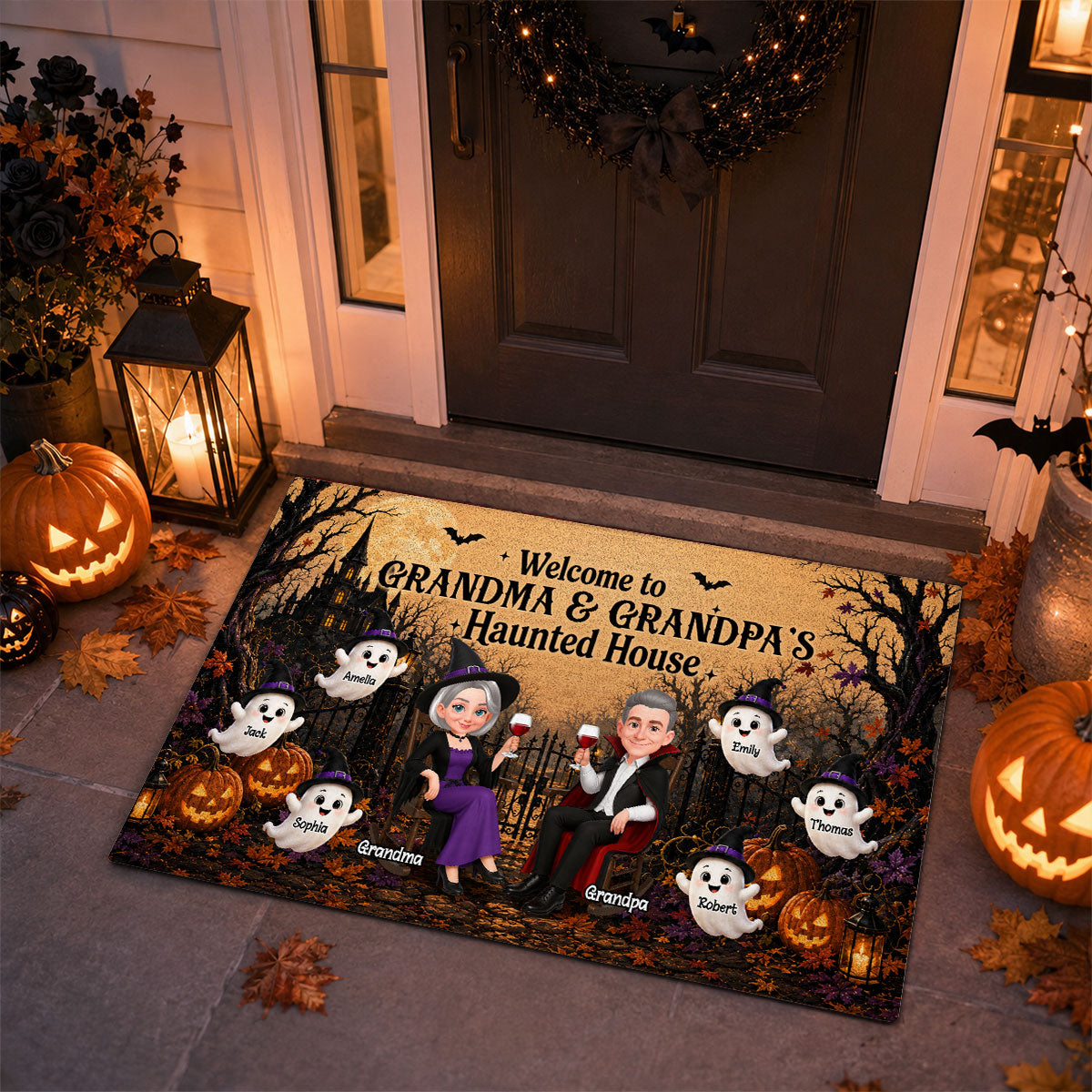 Trending Grandparents' Haunted House - Personalized Doormat - Halloween Decoration