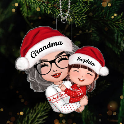 Doll Grandma Mom Hugging Kid Christmas Gift For Granddaughter Grandson - Personalized Ornament - Gift For Granddaughter, Grandson