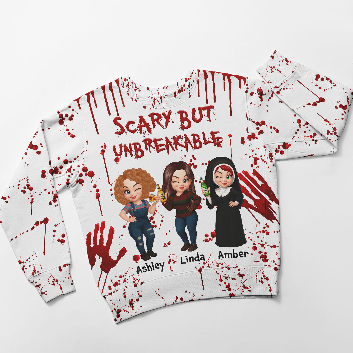 Spooky Halloween Partners In Crime Besties Sisters Personalized 3D Sweatshirt