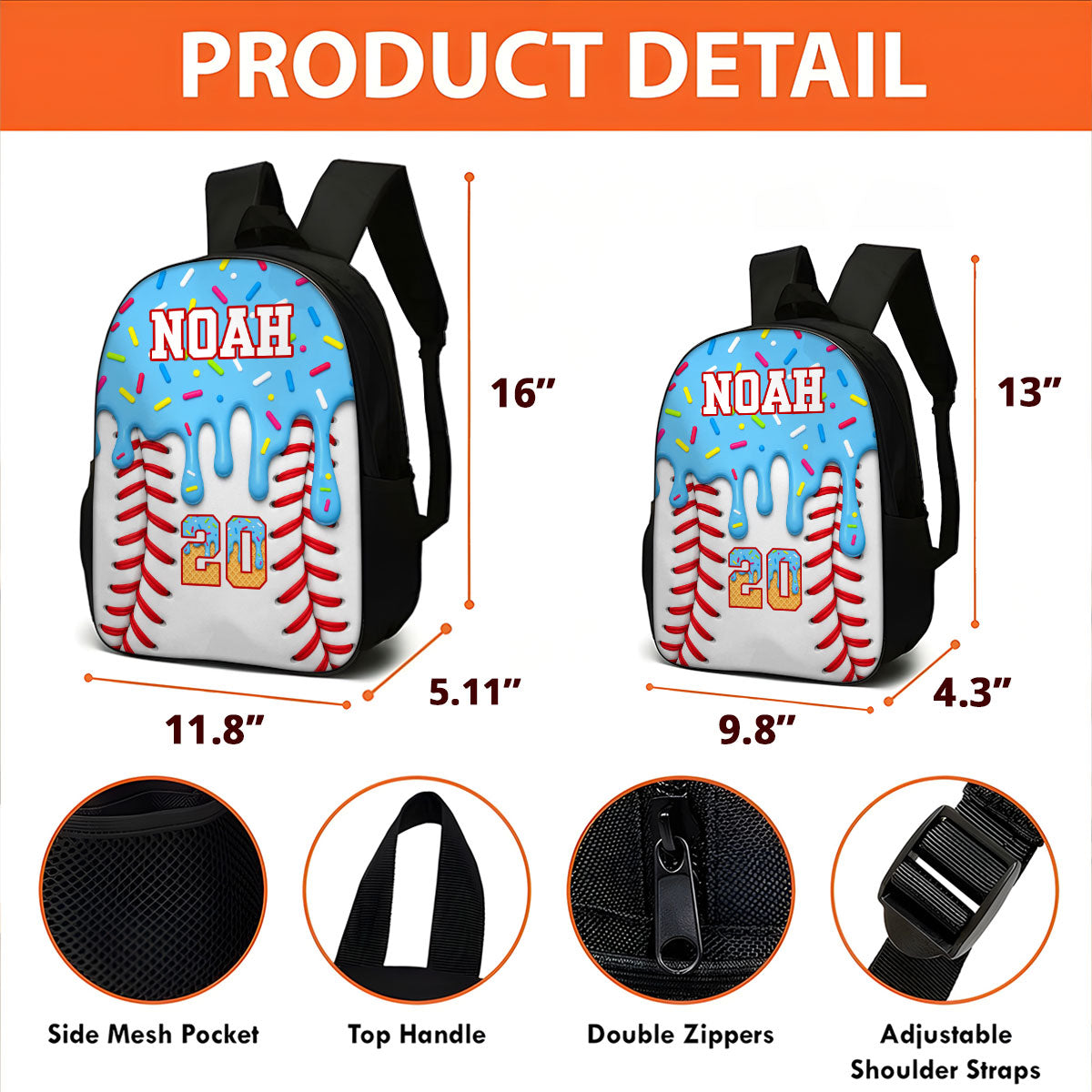 Baseball Drip Custom Name & Number - Personalized Backpack - Back To School Gift For Baseball Lovers, Baseball Players, Son, Daughter, Grandson, Granddaughter