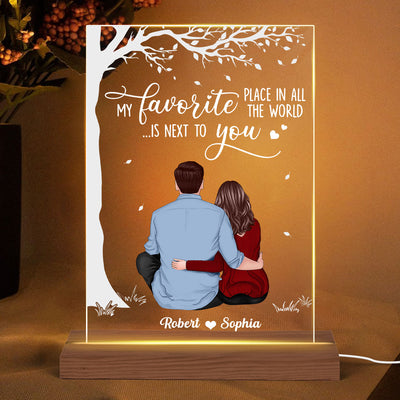 Favorite Place Couple Personalized Plaque LED Night Light, Acrylic LED Lamp, Valentine‘s Day Gift For Him, For Her