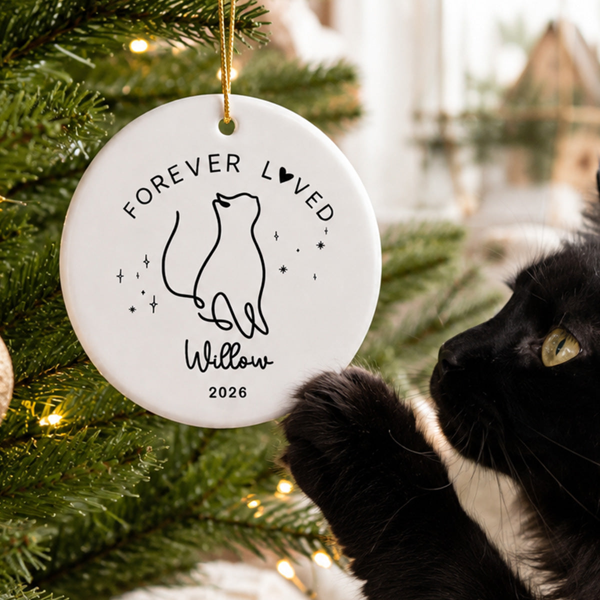 Cat Memorial - Personalized Ceramic Ornament - Cat Loss Gift Cat Memorial Gift Cat Sympathy Gift