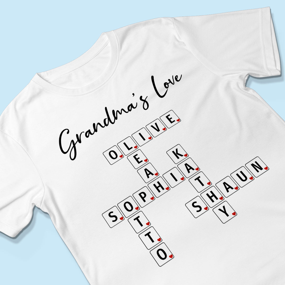 Grandma's Love Beautiful Crossword Art Puzzle Personalized Shirt