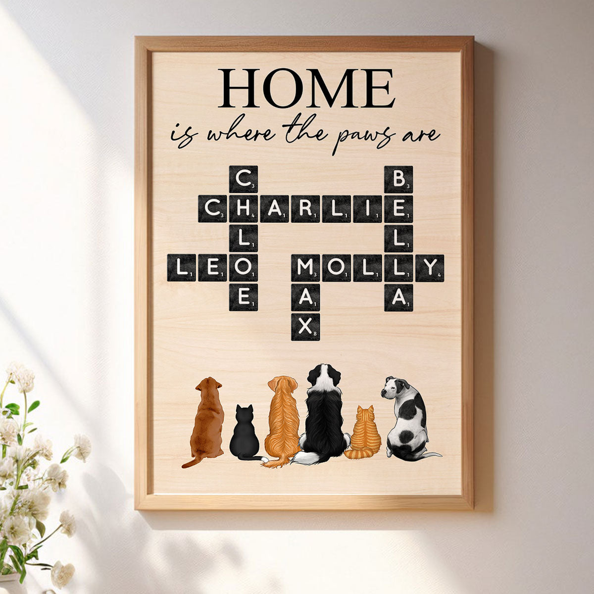 Home Is Where The Paws Are Crossword Puzzle Art Pet Lover Home Decor Personalized Poster