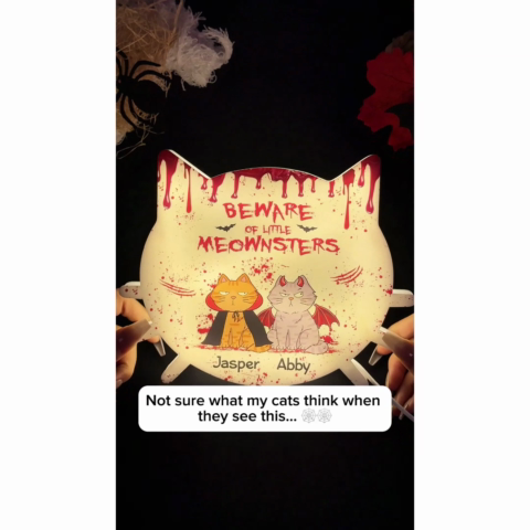 Halloween Beware Of Little Monsters Cats Personalized LED Light Box