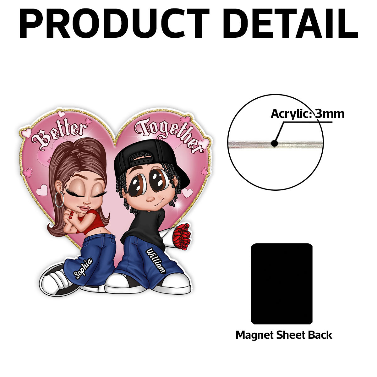 Be Mine Y2K Chicano Style Couple  Gift For Her For Him Personalized Acrylic Fridge Magnet