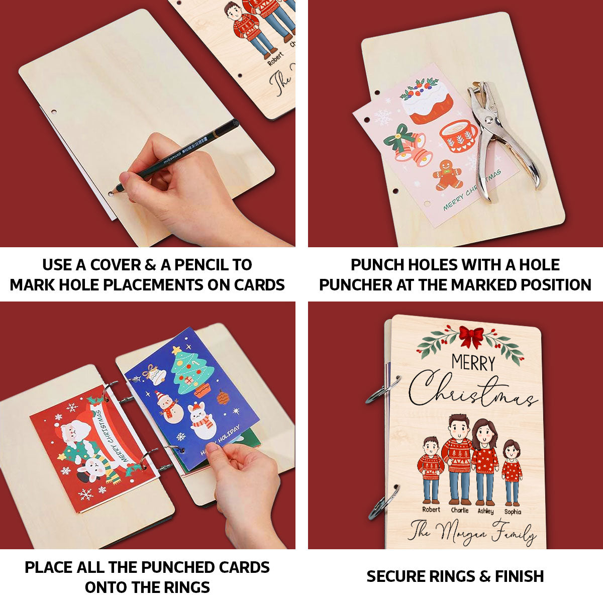 Comic Family Cards Of Christmas Past Personalized Card Keeper Card Organizer