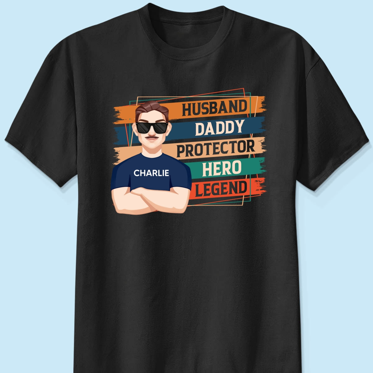 Husband Daddy Protector Hero Legend Retro Personalized Shirt