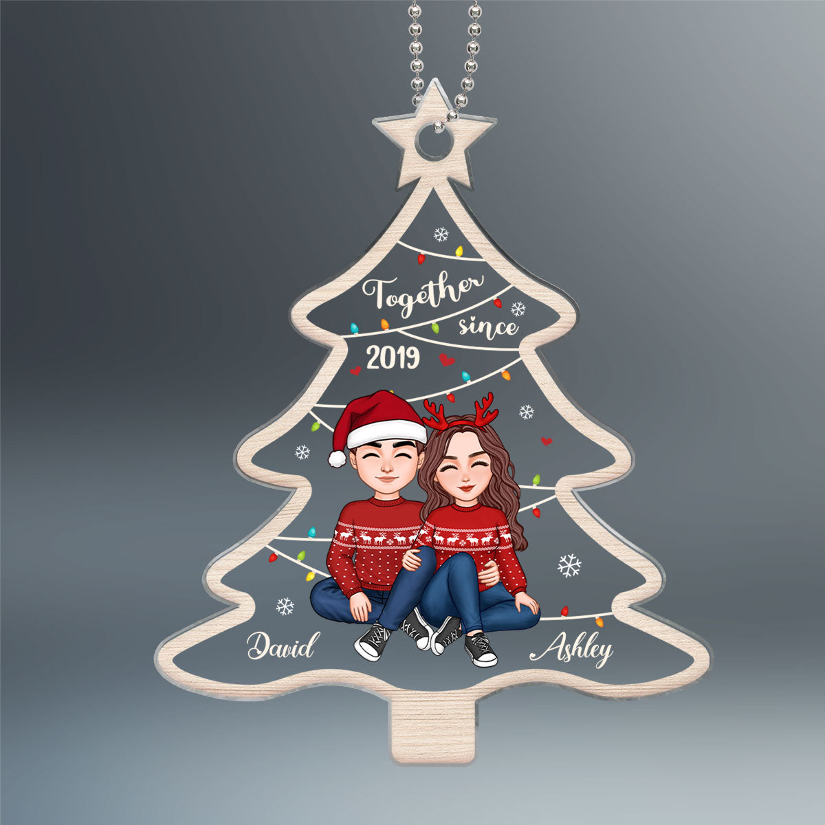 Couple Together Since Christmas Tree Shaped Personalized Acrylic Ornament