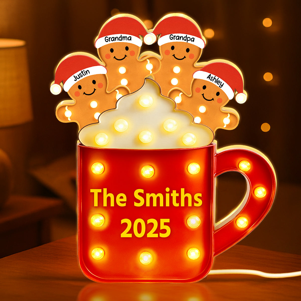 Personalized Gingerbread Christmas LED Light Box 2025