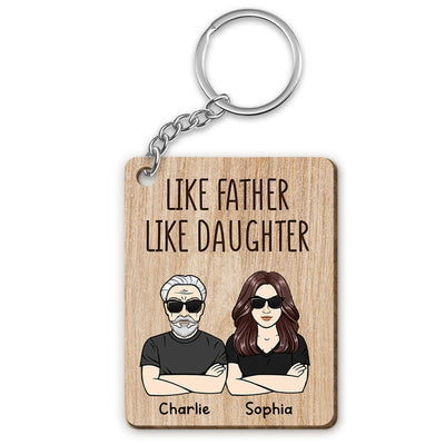 Like Father Like Daughter Like Son Father‘s Day Gift For Dad Personalized Wooden Keychain