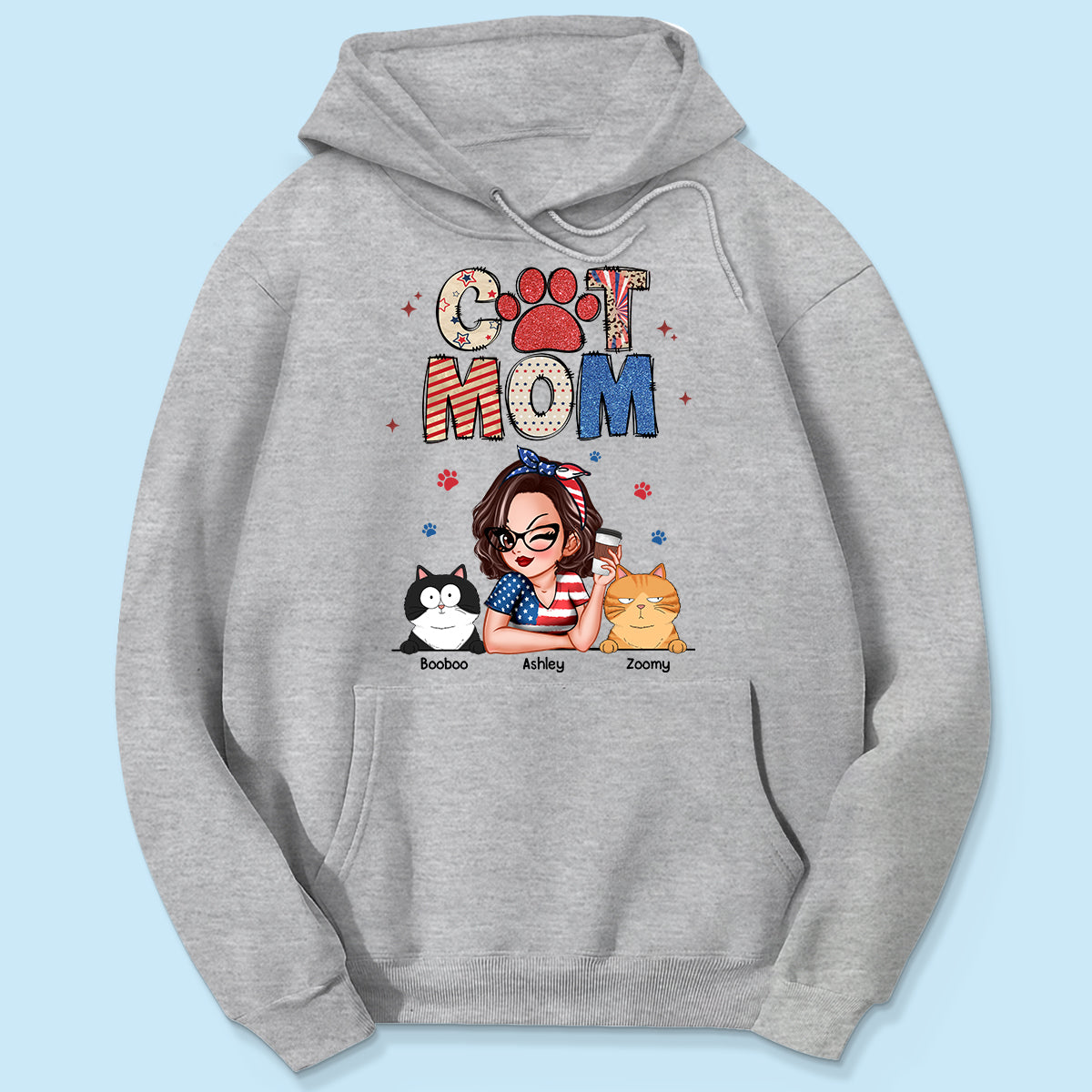 Cat Mom Sparkly Pattern Personalized Shirt, Gift For Cat Mom