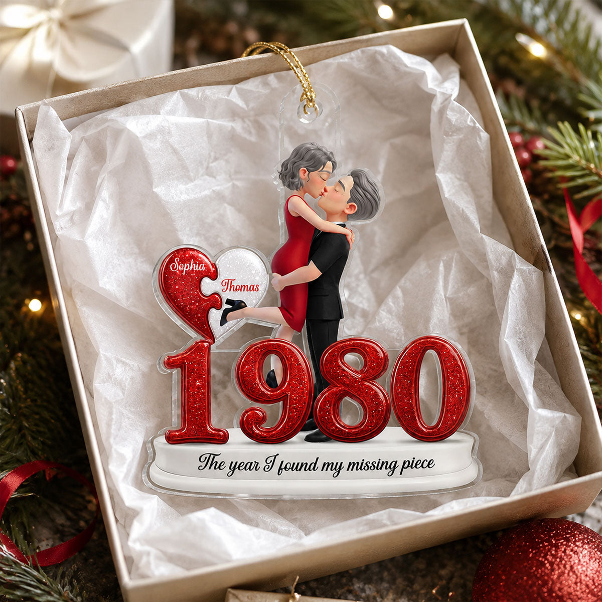 The Year I Found My Missing Piece 2D Flat - Personalized Acrylic Ornament - Christmas Keepsake for Couples