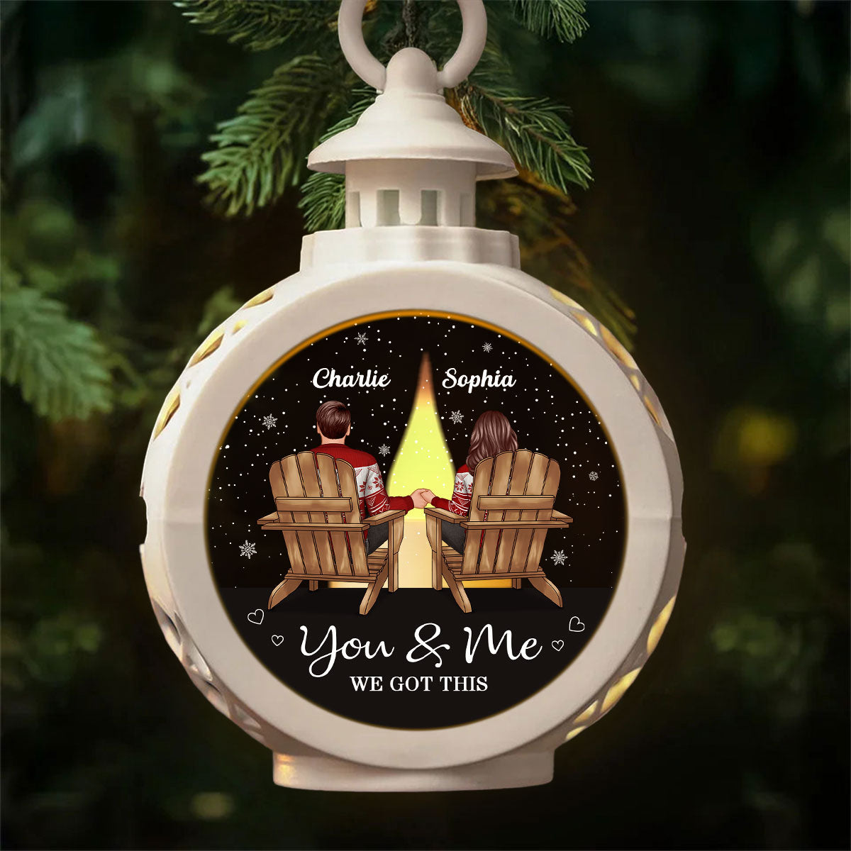 You & Me We Got This Couple Back View Personalized Lantern Ornament