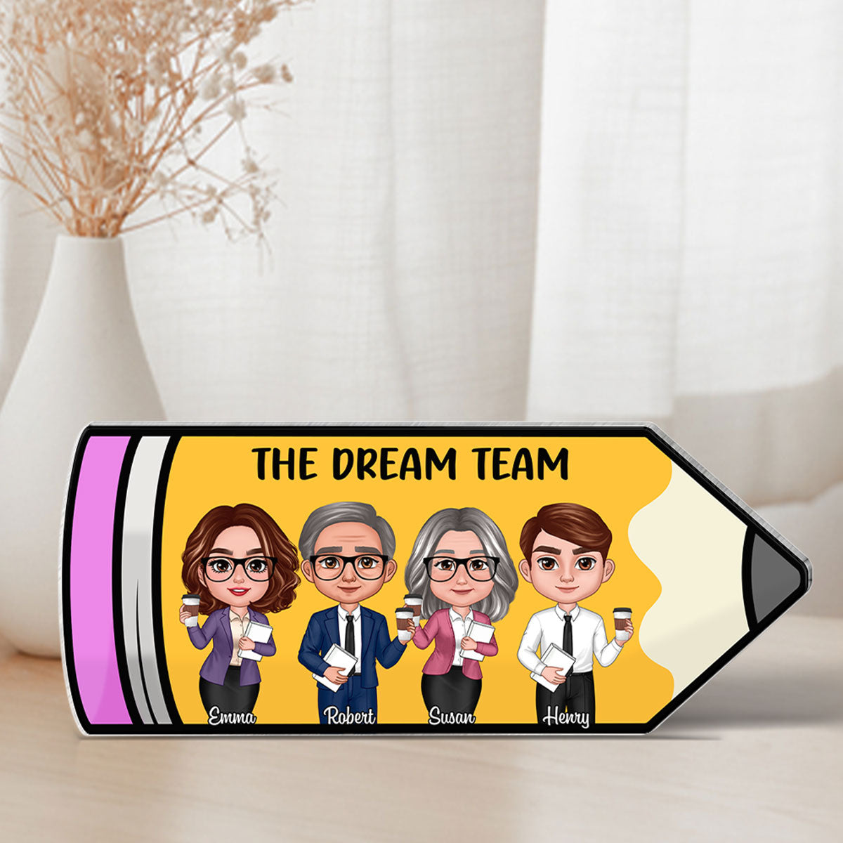 Doll Teacher Best Friends Colleagues Pencil Personalized Acrylic Block, Back To School Gift, Teacher Appreciation Gift