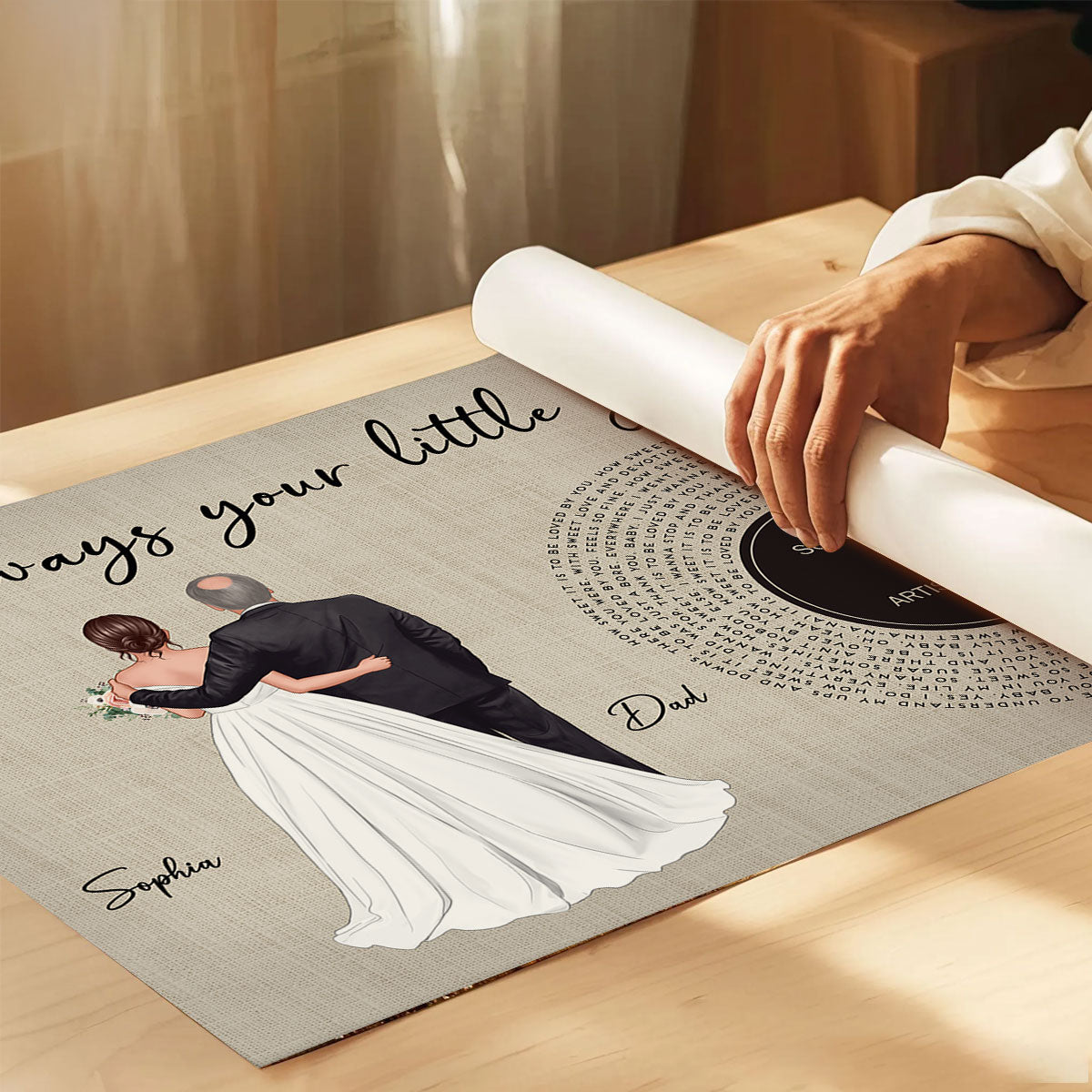 Father Daughter Dance Custom Vinyl Record Song Lyrics Personalized Poster, Gift For Father Of The Bride