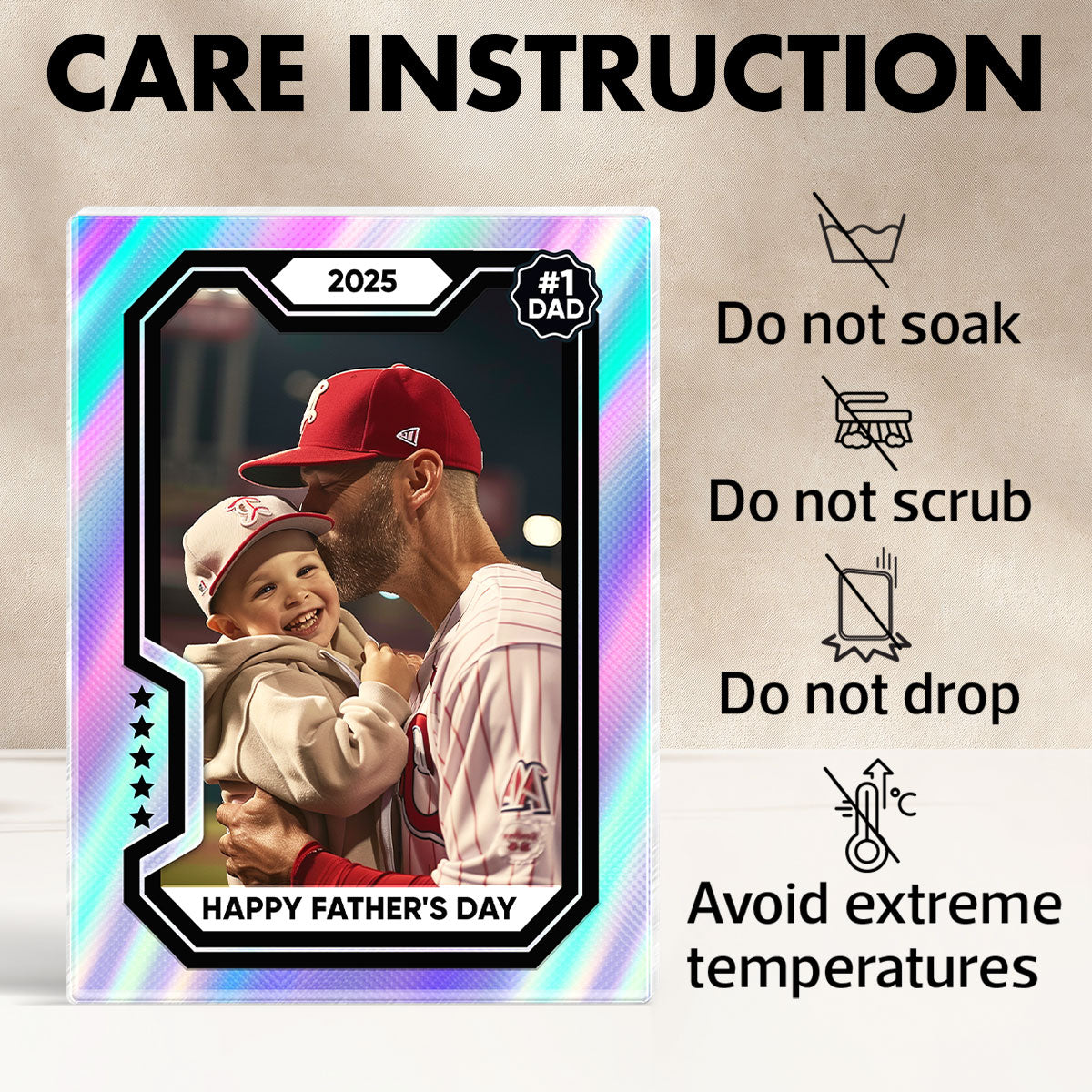 Premium Baseball Card Personalized Acrylic Block Plaque, Father's Day Gift for Dads, Gift for Husband