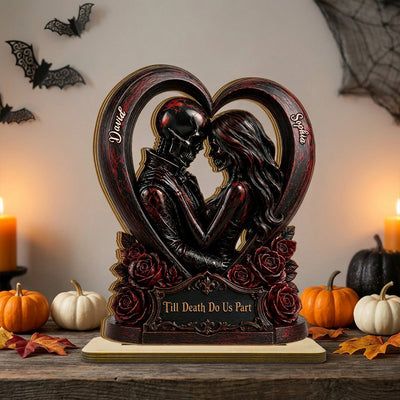 From Our First Kiss Til Our Last Breath Couple - Personalized 2-Layered Wooden Plaque - Halloween Decor Keepsake for Him, for Her