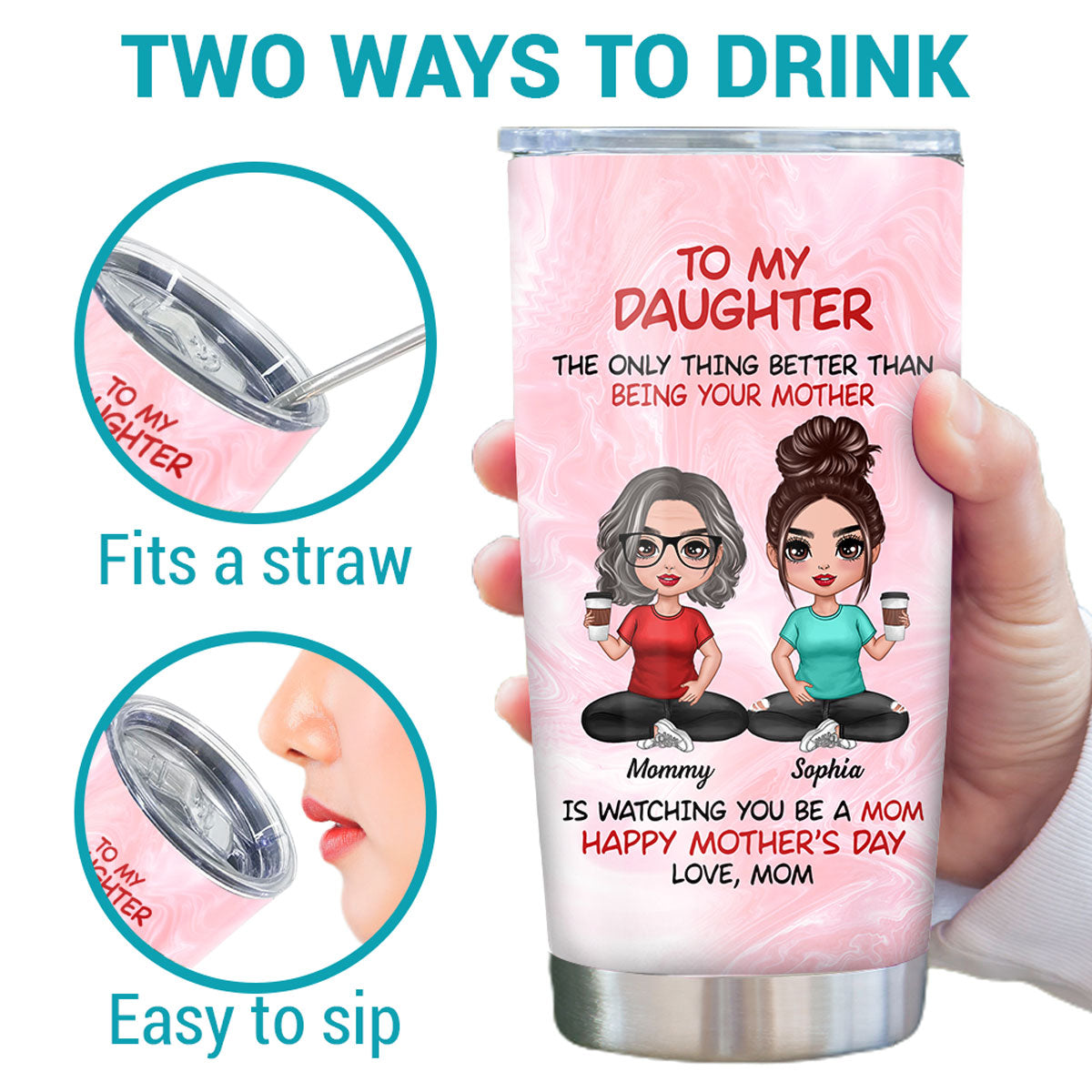 To My Daughter Doll Women Happy Mother‘s Day Personalized Tumbler