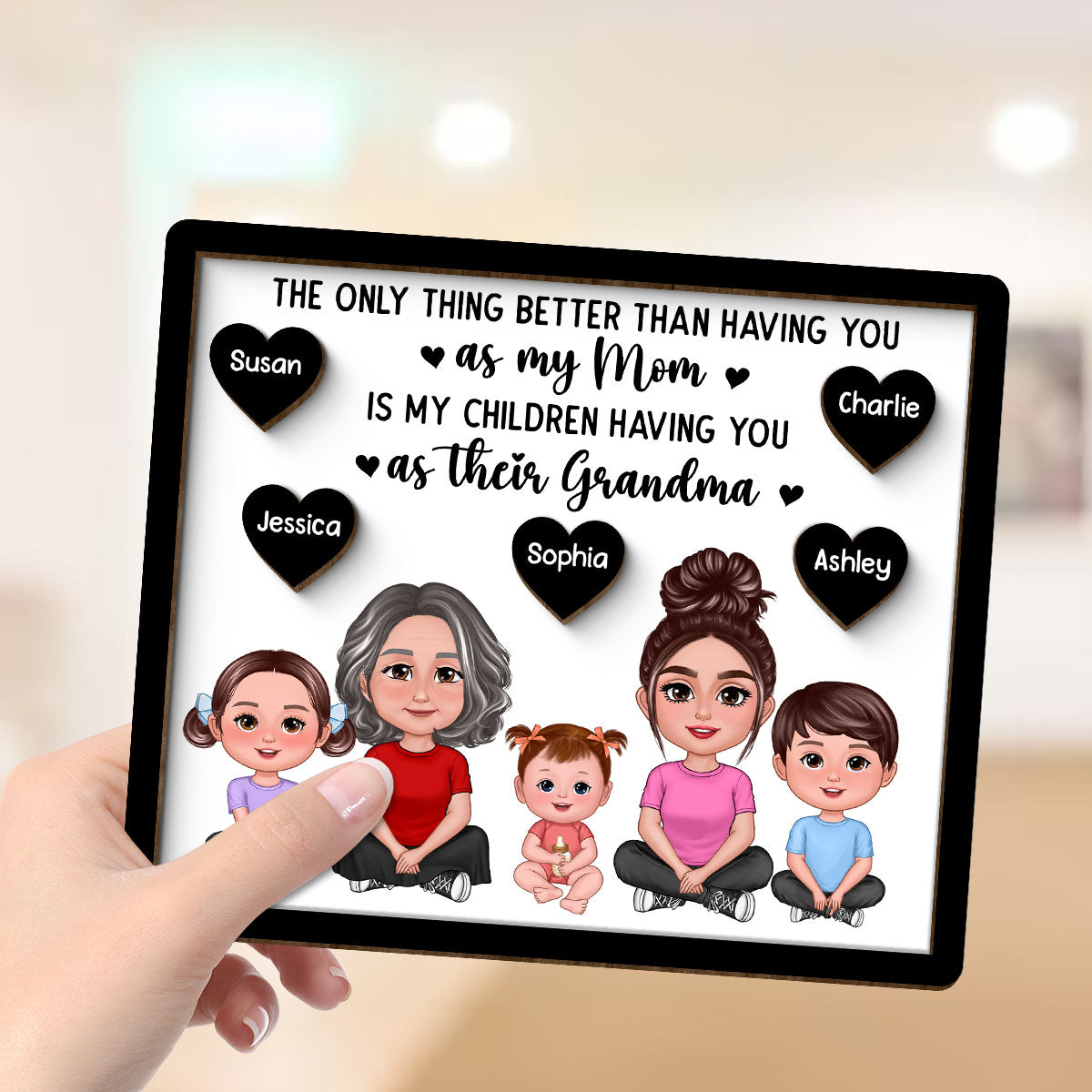 My Kids Have You As Their Grandma Personalized 2-layer Wooden Plaque