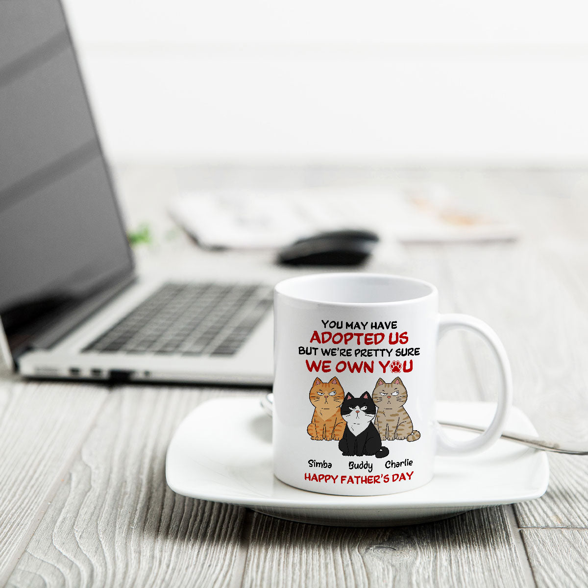 Funny Cute Cats We Own You Personalized Mug, Father’s Day Gift For Cat Dad