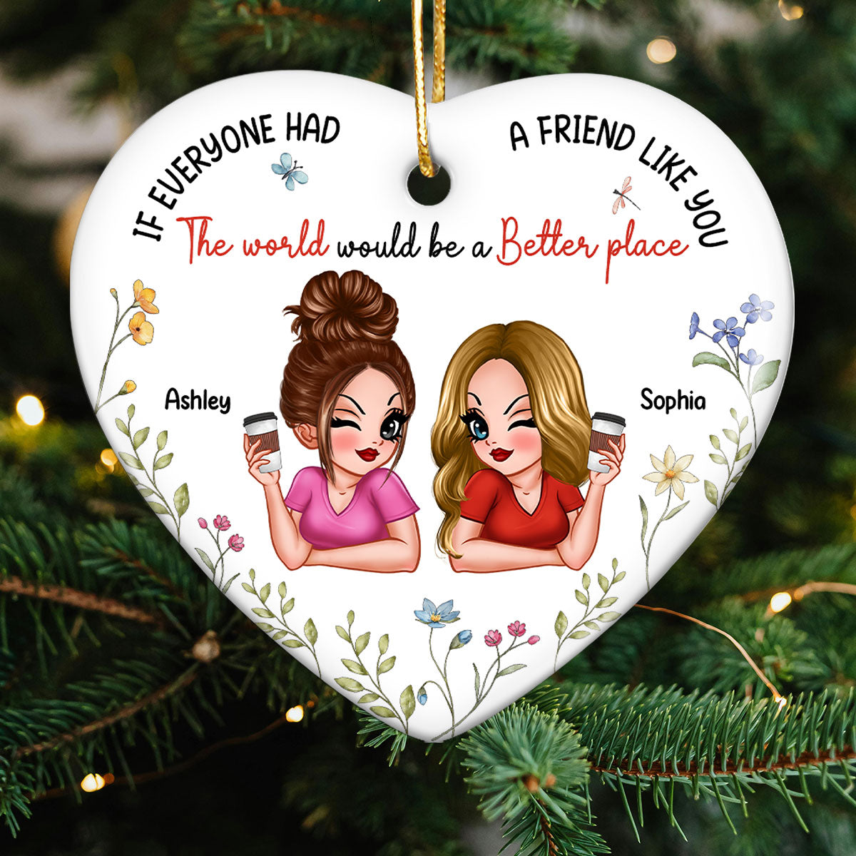 If Everyone Had A Friend Like You Personalized Ceramic Heart Ornament, Christmas Gift For Besties, Best Friends